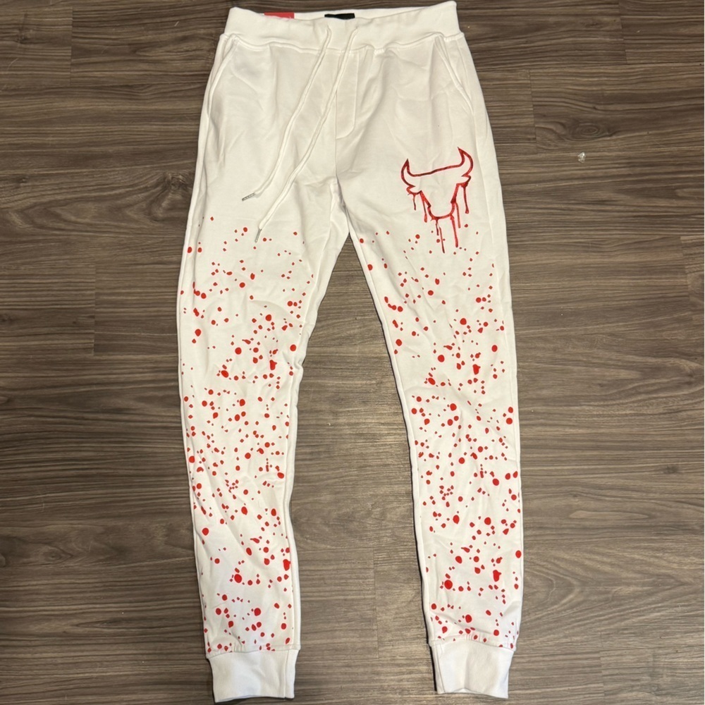 Waimea Chicago Bulls White & Red Sweatpants Unisex Size Medium | Streetwear NEW